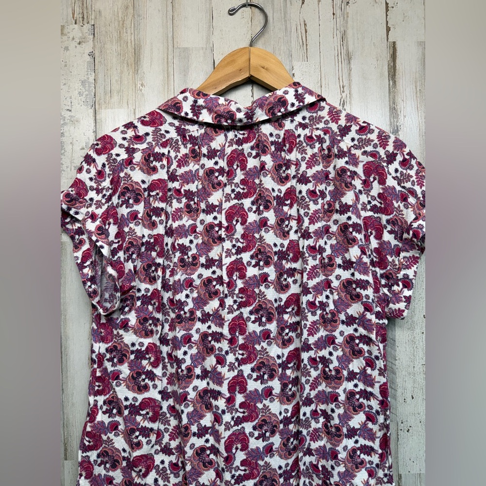 Lucky Brand Womens Pink Floral Paisley Short Sleeve Button Down Shirt Size M - Picture 6 of 6